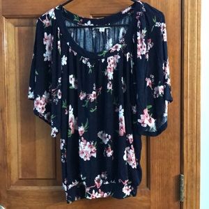 Navy blue floral blouse